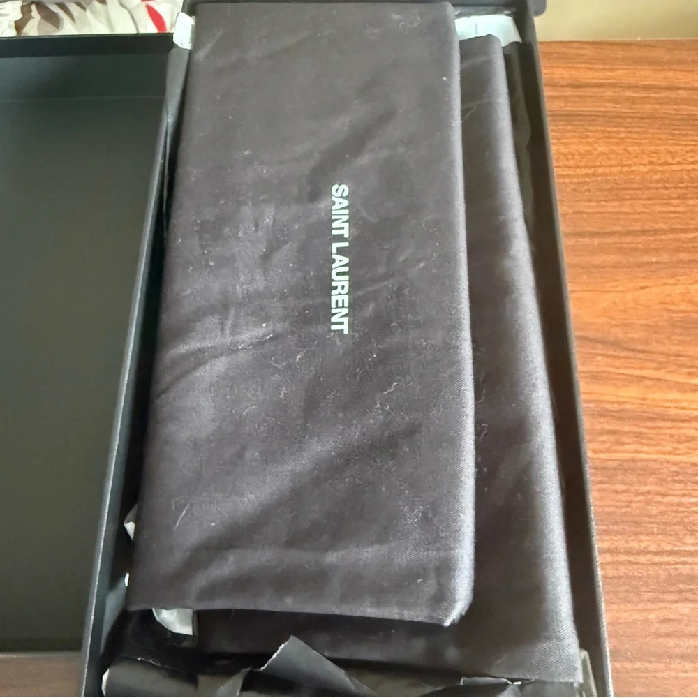 Saint Laurent Tribute Patent Leather Slide Sandals Red Size 37.5 - Picture 8 of 8